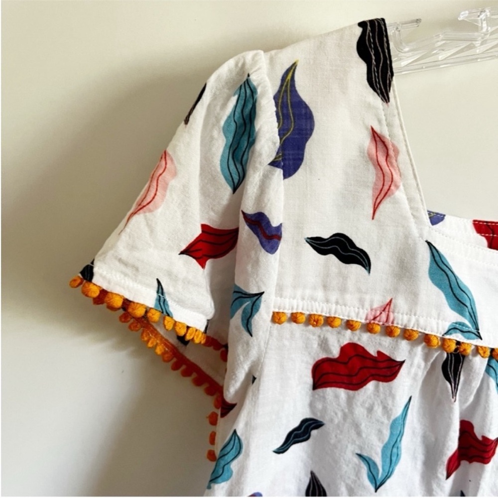 THML Multicolor Patterned Blouse with Pom-Pom Trim - image 3